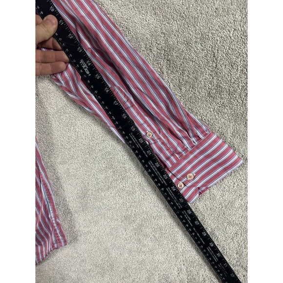 Peter Millar Mens Shirt‎ Button Down Reddish White Stripe Long Sleeve Size XL - Picture 7 of 7